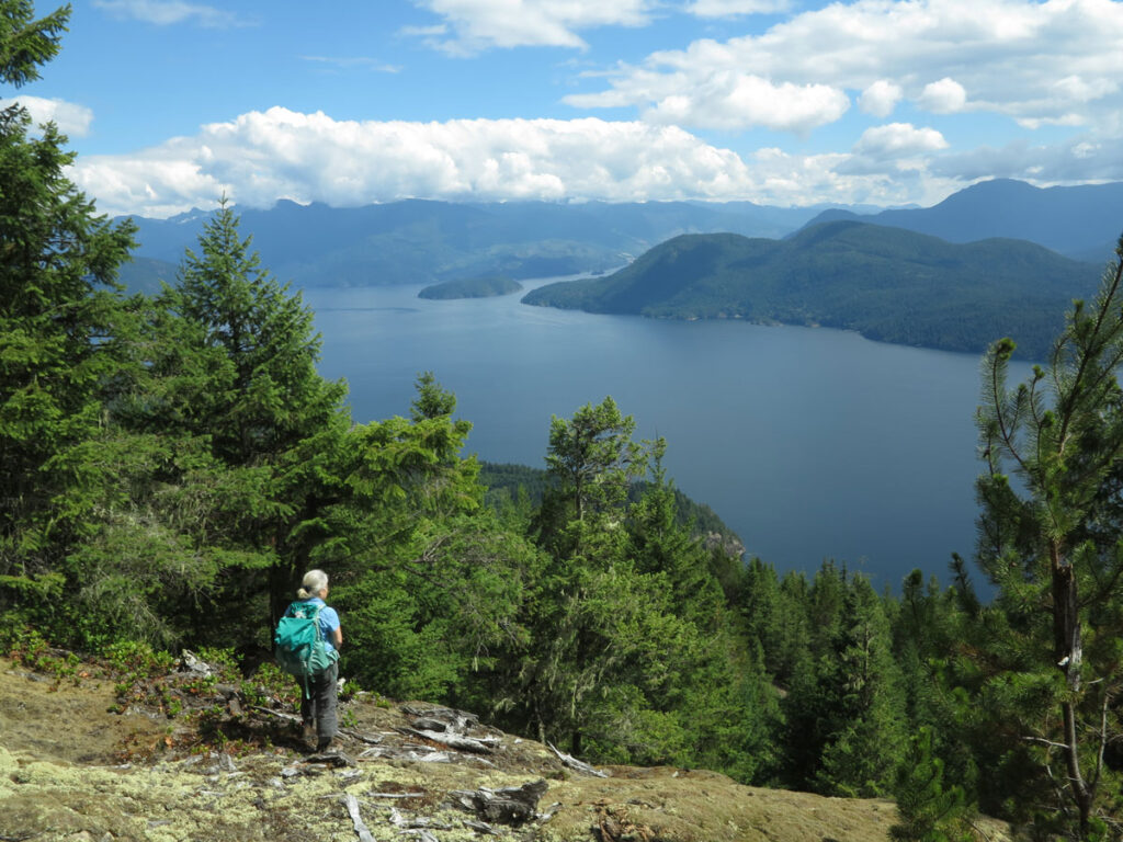 One of the spectacular views on the Saltery Bay Trail up to Rainy Day Lake Hut