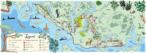 Decorative Map of the Sunshine Coast Trail