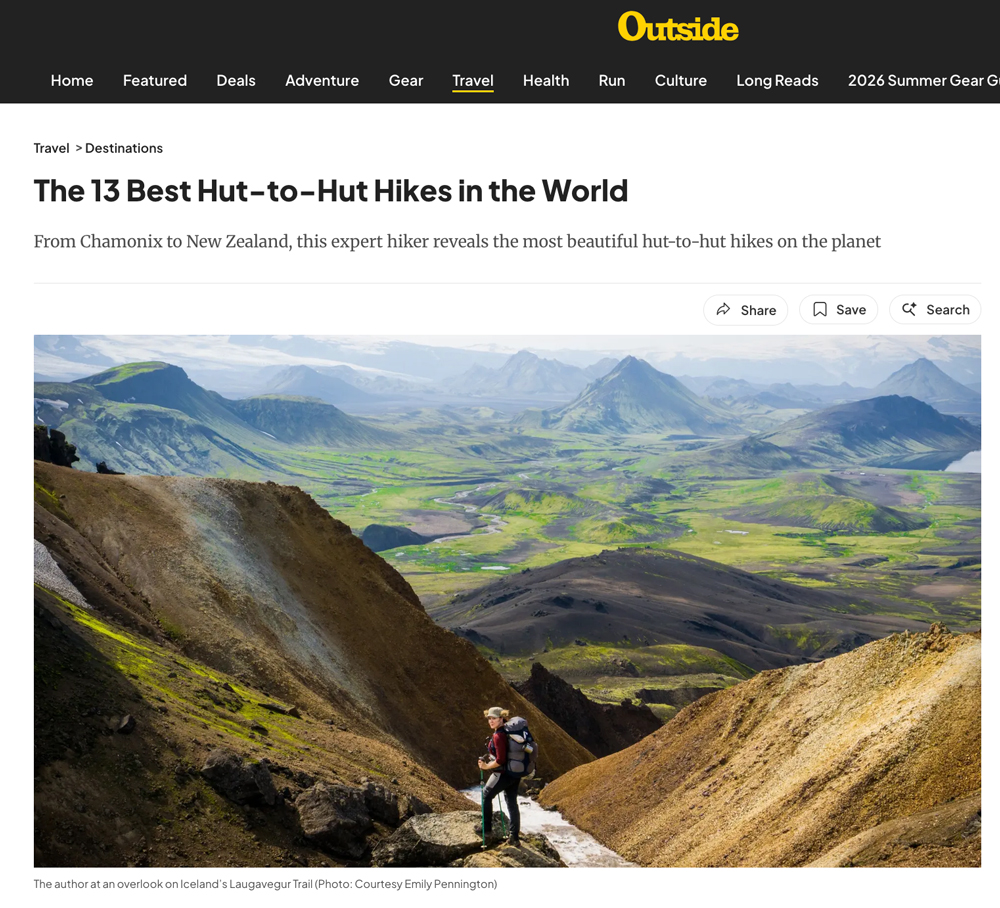 June 2023 Article in OutsideOnline.com about Hut to Hut hiking.